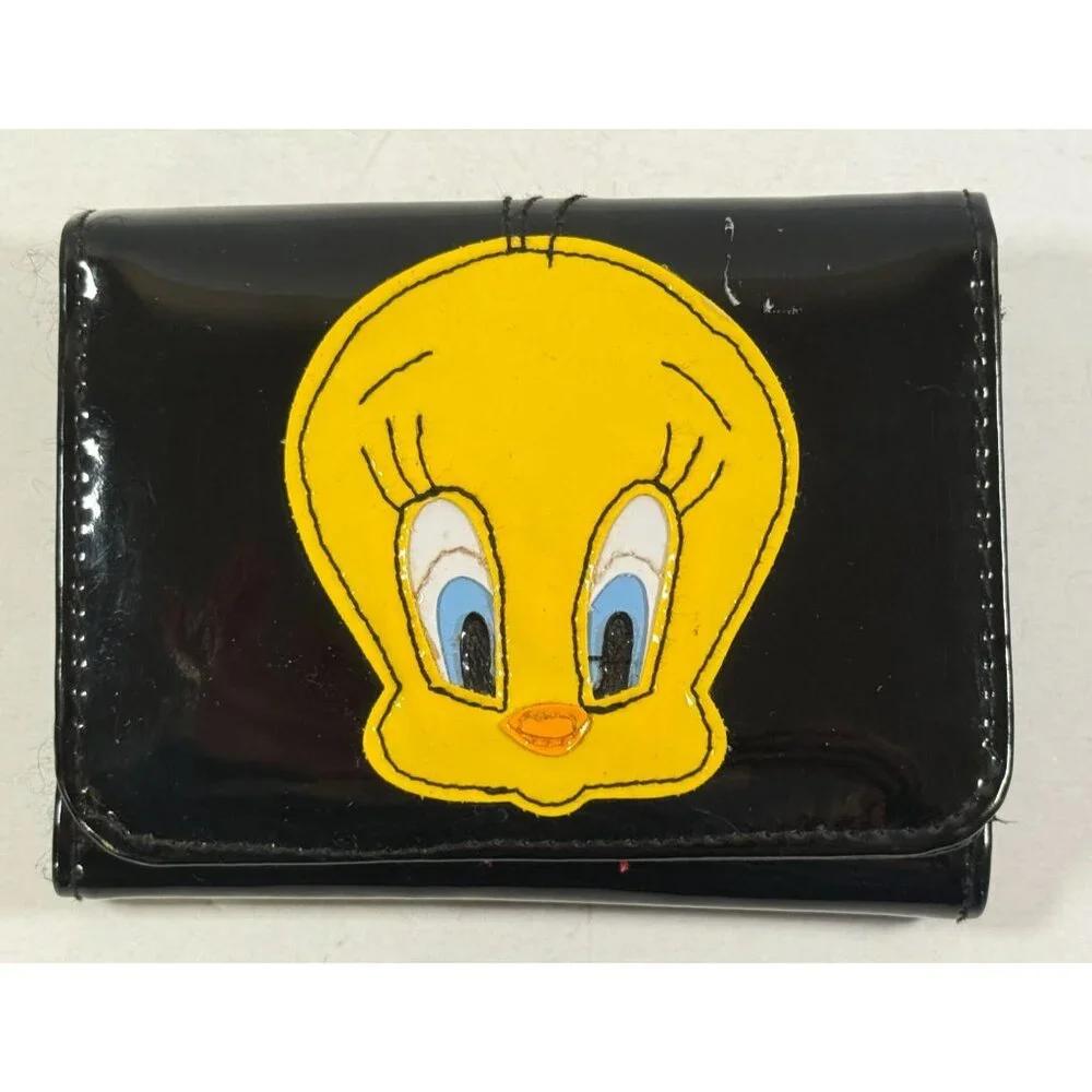 Vintage Looney Tunes Tweety Bird Black Trifold Billfold Y2K